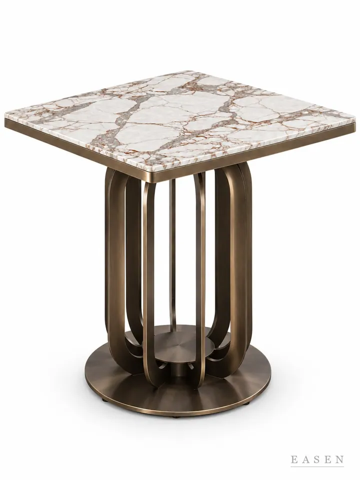 Plaid Brown Lantern Square Table — Hotel & Lounge Table