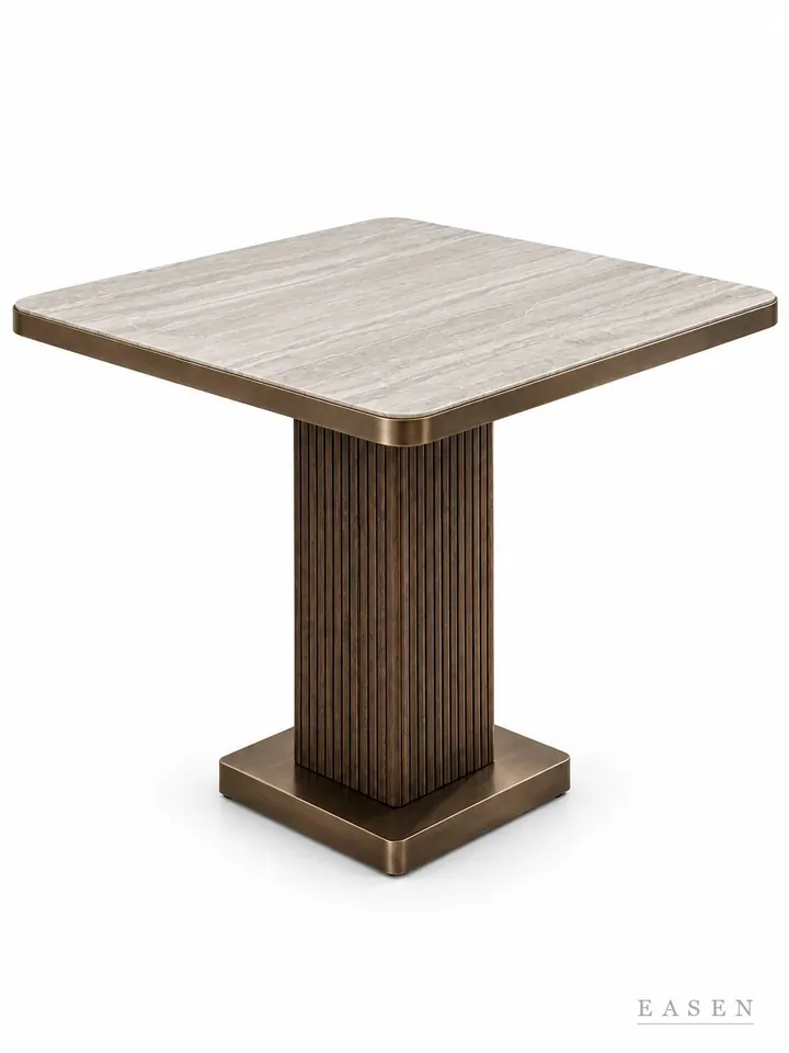 Layered Wood Column Square Table — Hotel & Lounge Table