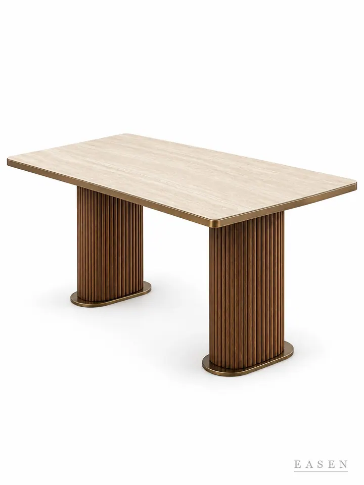Beige Twin Column Long Table — Hotel & Lounge Table