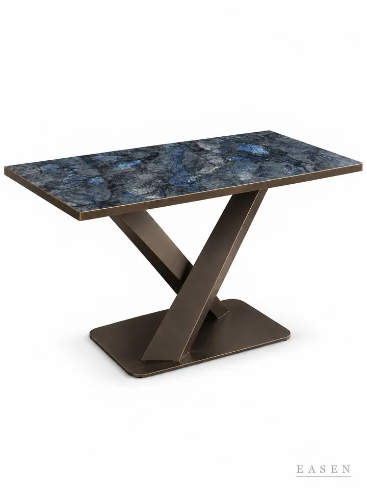 Sapphire Bronze Cross Long Table — Hotel & Lounge Table