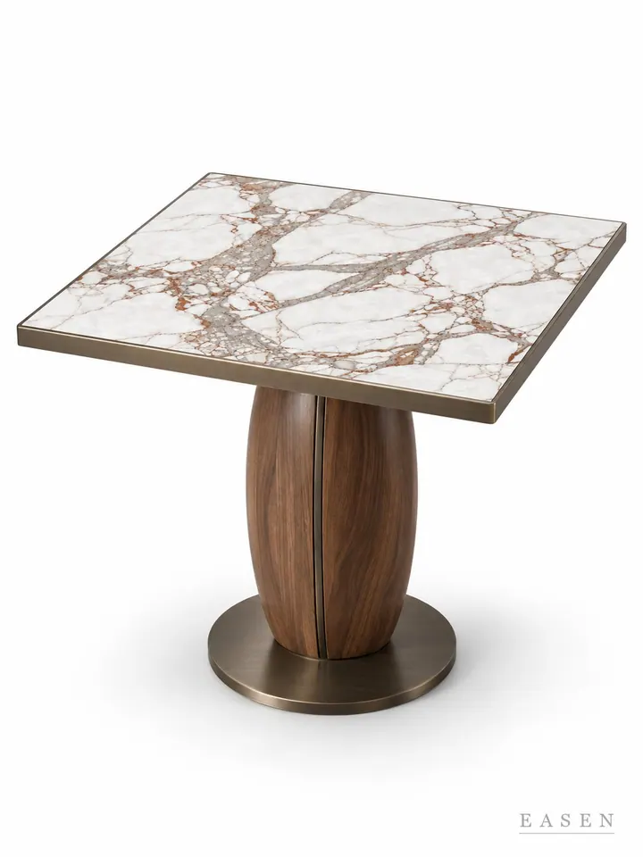 Plaid Split Column Square Table — Hotel & Lounge Table