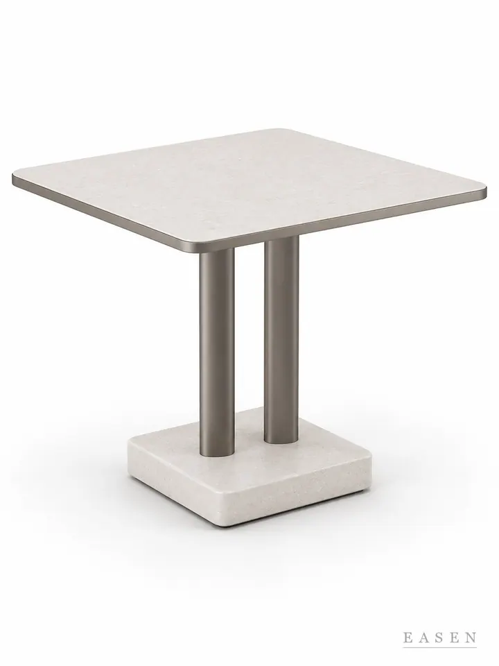 Terrazzo Twin Column Square Table — Hotel & Lounge Table