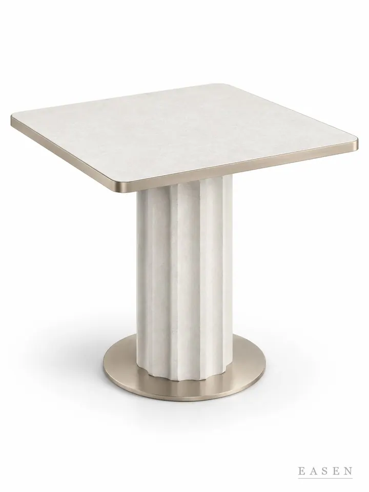 Ivory Grooved Column Square Table — Hotel & Lounge Table