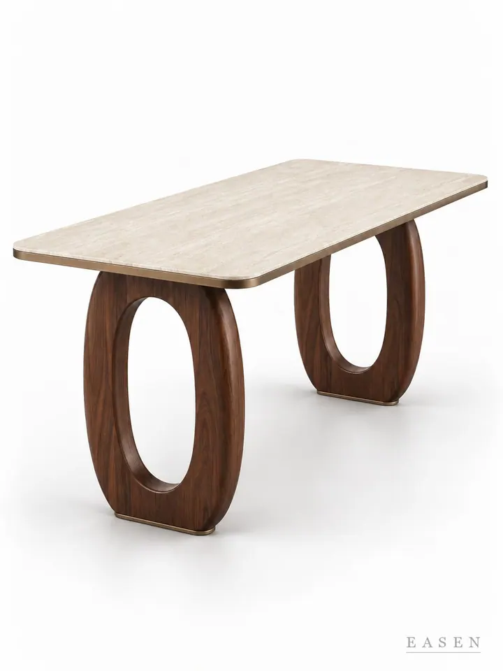 Beige Twin Ring Long Table — Hotel & Lounge Table