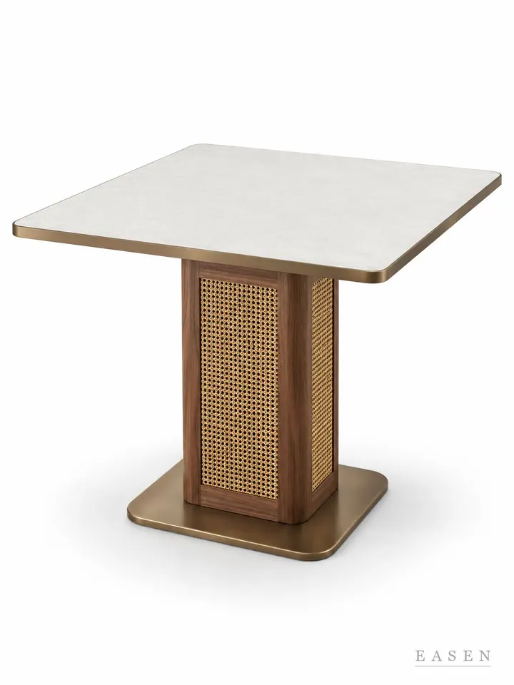 Ivory Core Column Square Table — Hotel & Lounge Table