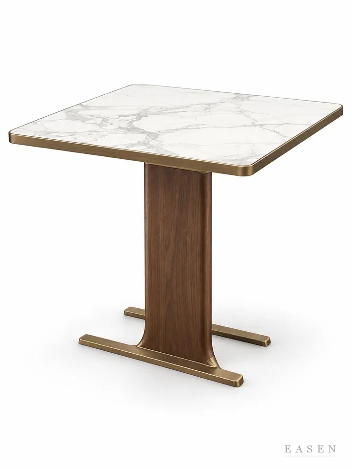 Pearl White Crossbar Square Table — Hotel & Lounge Table