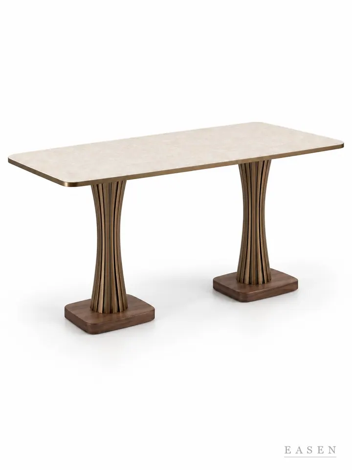 Beige Limestone Waist Long Table — Hotel & Lounge Table