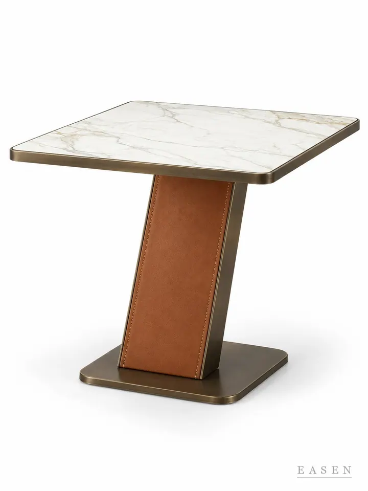 Carrara Angled Column Square Table — Hotel & Lounge Table