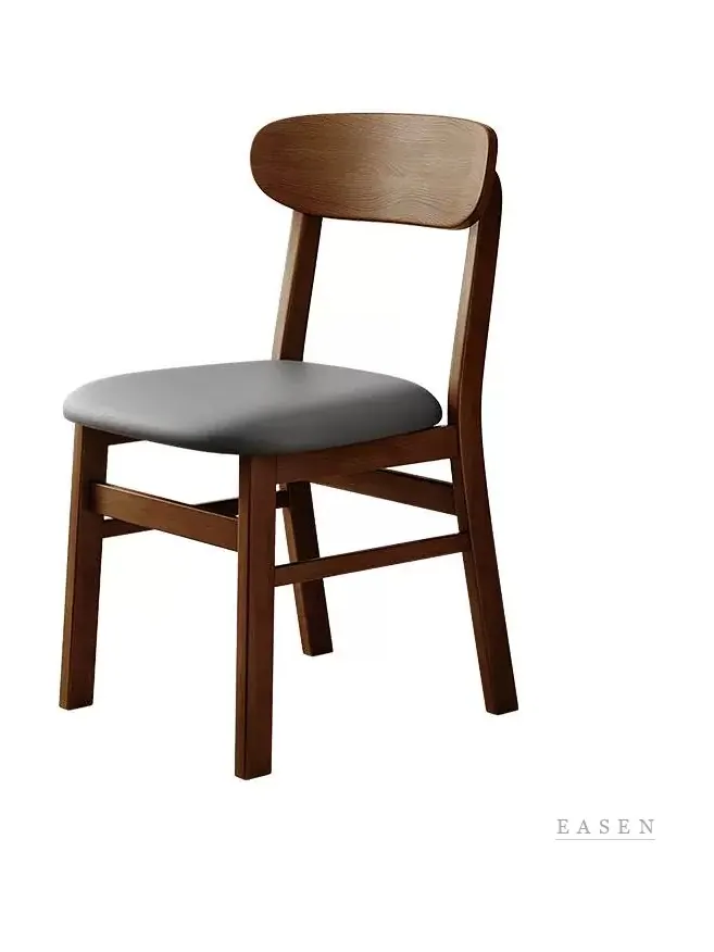Curved-Back Solid Wood Chair — 3