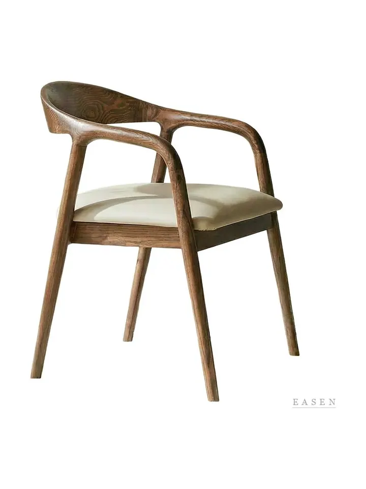 Curved-Arm Walnut Armchair — Café Chair