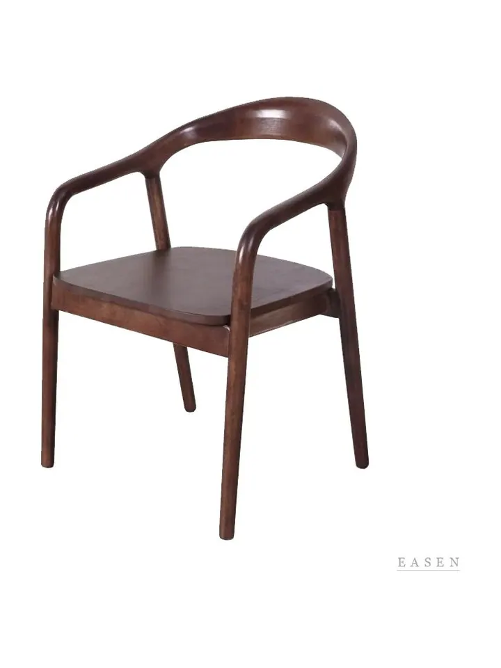 Dark Wood Curved-Frame Armchair — Café Chair