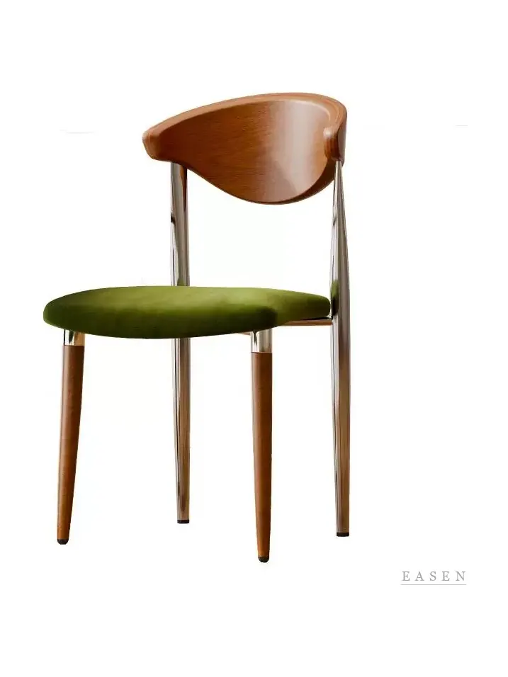 Olive Velvet Curved-Back Chair — Café Chair