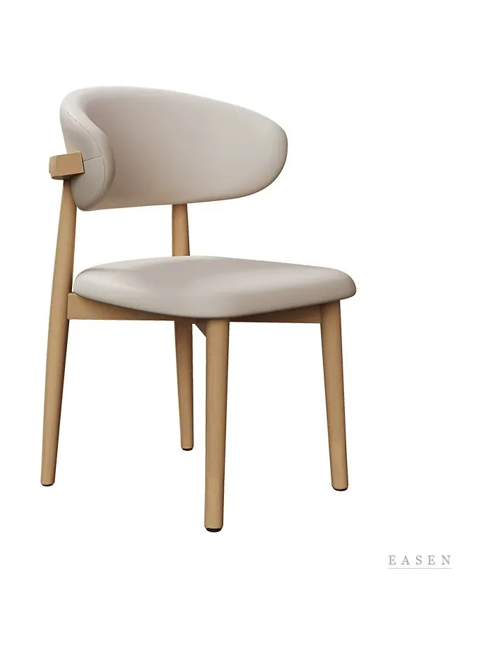 Curved-Back Upholstered Oak Chair — Café Chair