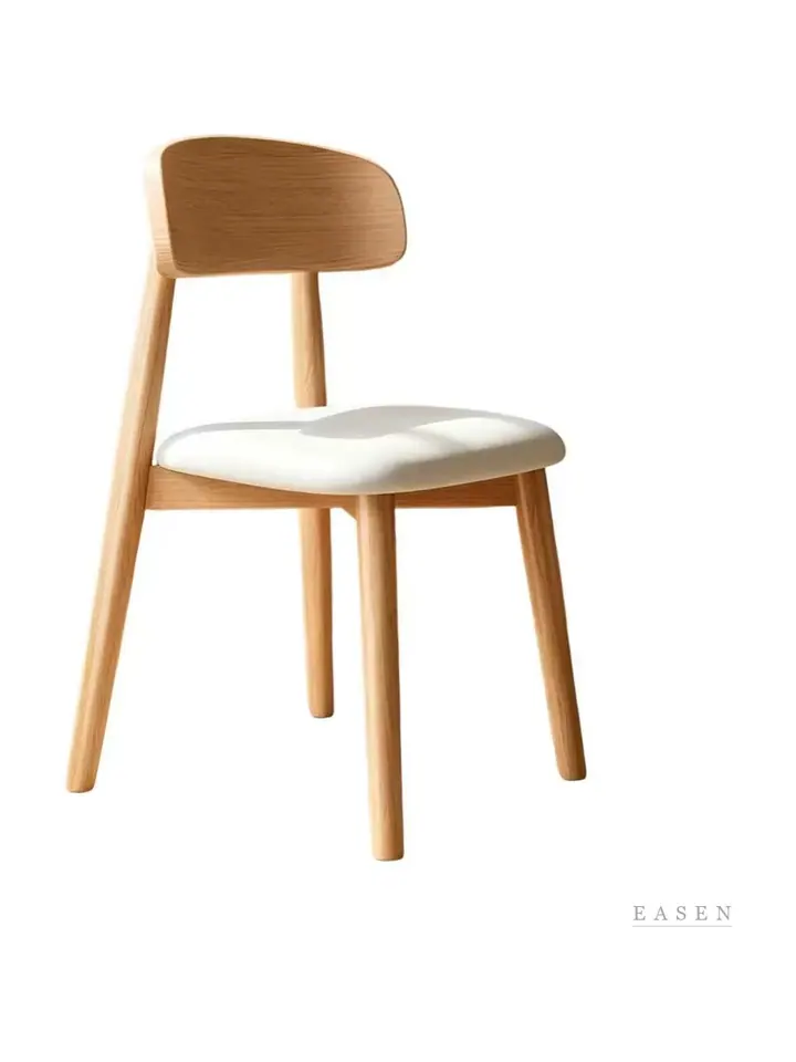 Curved Oak White-Cushion Chair — Café Chair