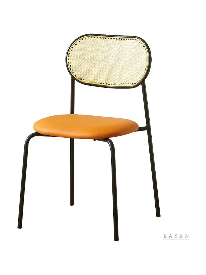 Oval Cane Metal-Leg Chair — 3