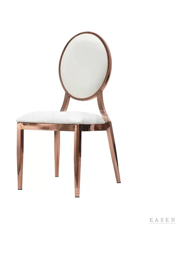 Oval-Back White Rose-Gold Chair — Restaurant Chair