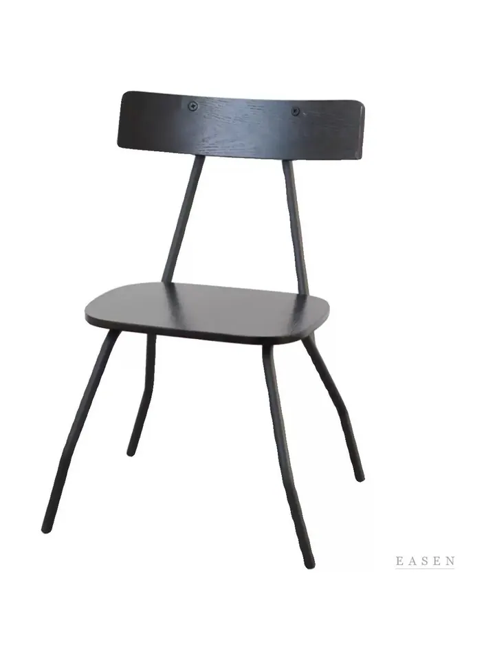 Flat-Back Black Metal Chair — Café Chair