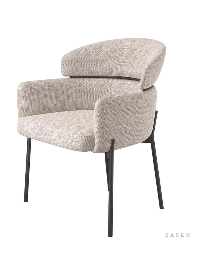 Light-Grey Fabric Curved Armchair — Restaurant Chair