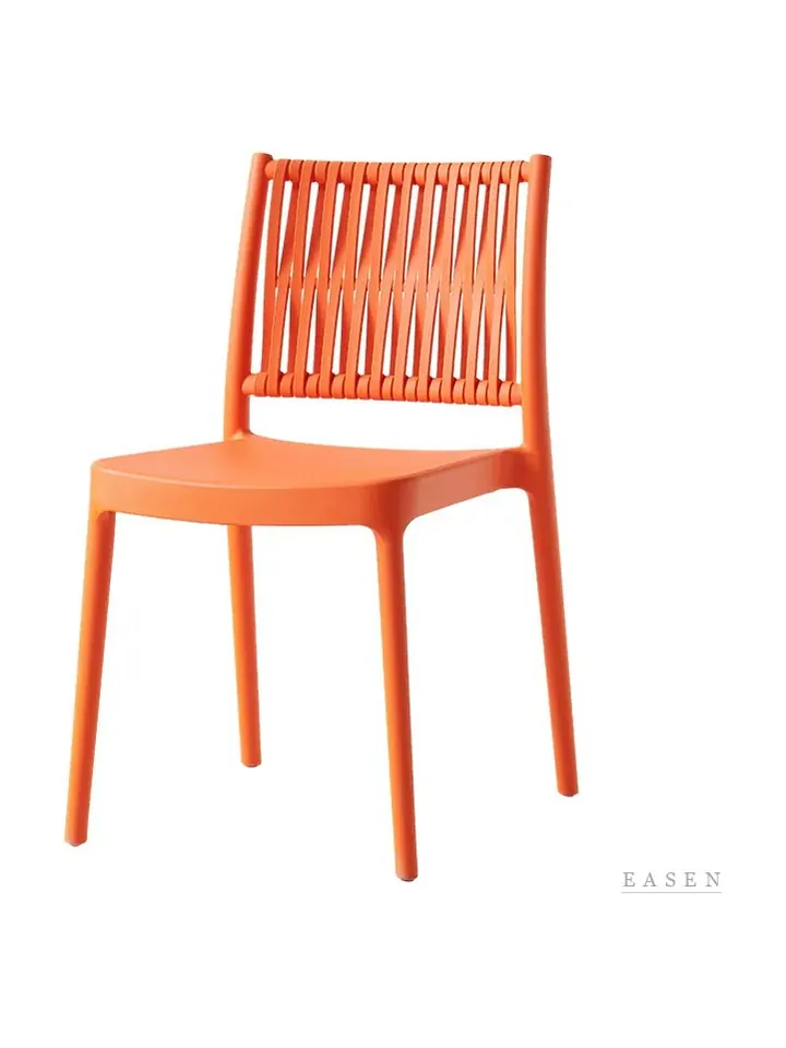 Orange Slatted Stacking Chair — Restaurant Chair