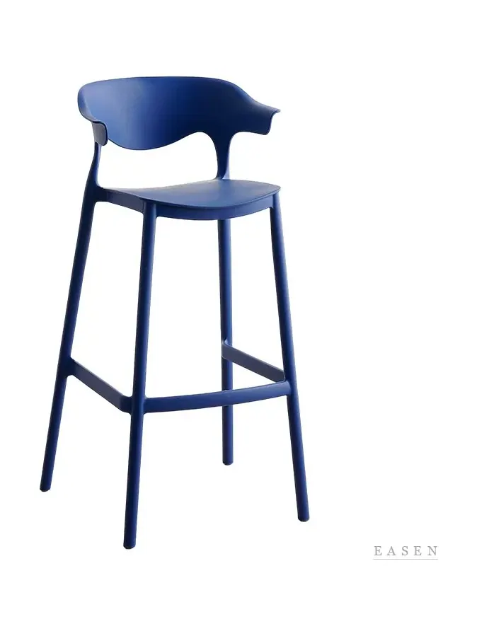 Horn-Back Blue Plastic Bar Stool — Restaurant Chair