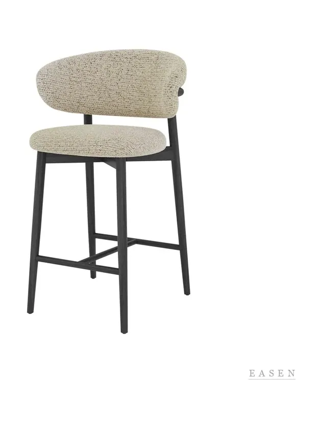 Boucle Curved-Back Bar Stool — Café Chair