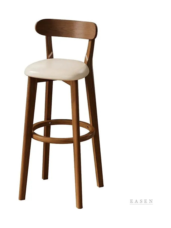 Walnut Ring-Footrest Bar Stool — Café Chair