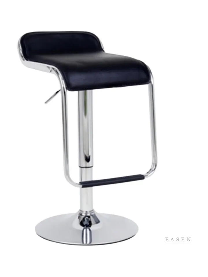 Black Leather Chrome Bar Stool — Restaurant Chair