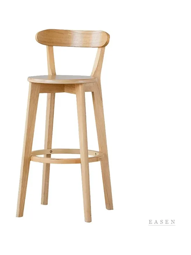Light Oak Low-Back Bar Stool — Café Chair