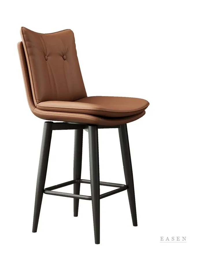 Button-Back Leather Bar Stool — Restaurant Chair