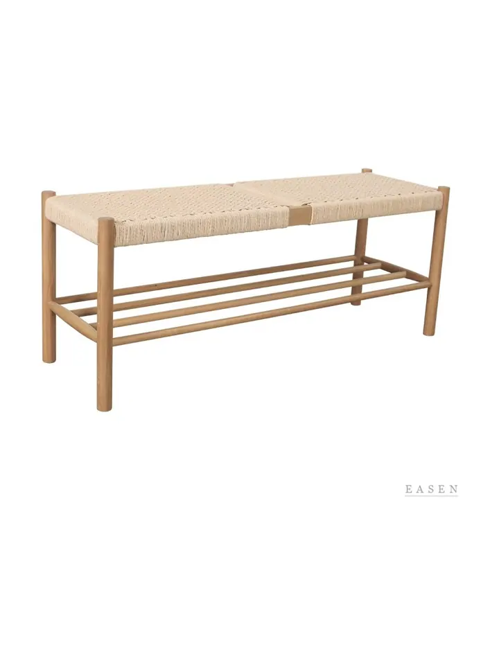 Cord-Seat Oak Bench — Café Chair