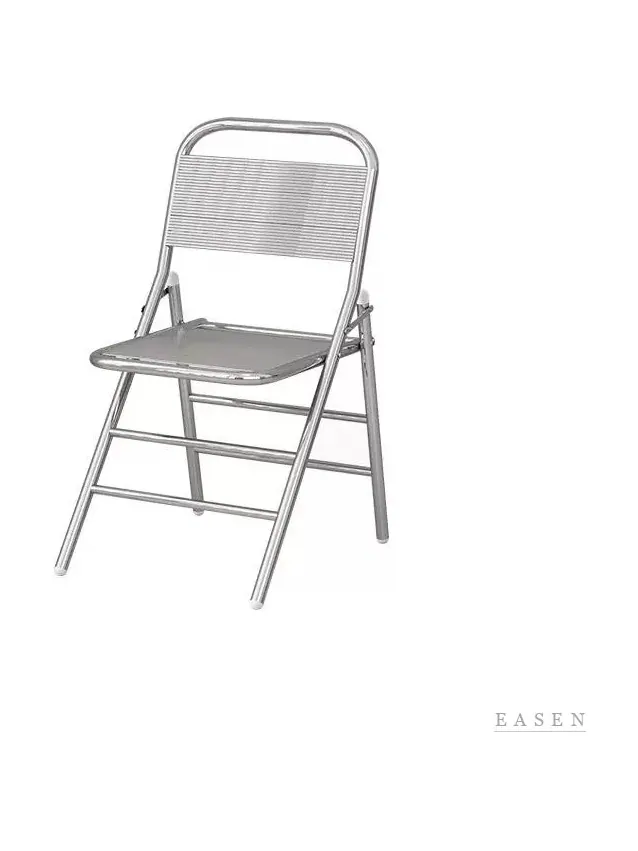 Silver Slatted Folding Chair — Restaurant Chair