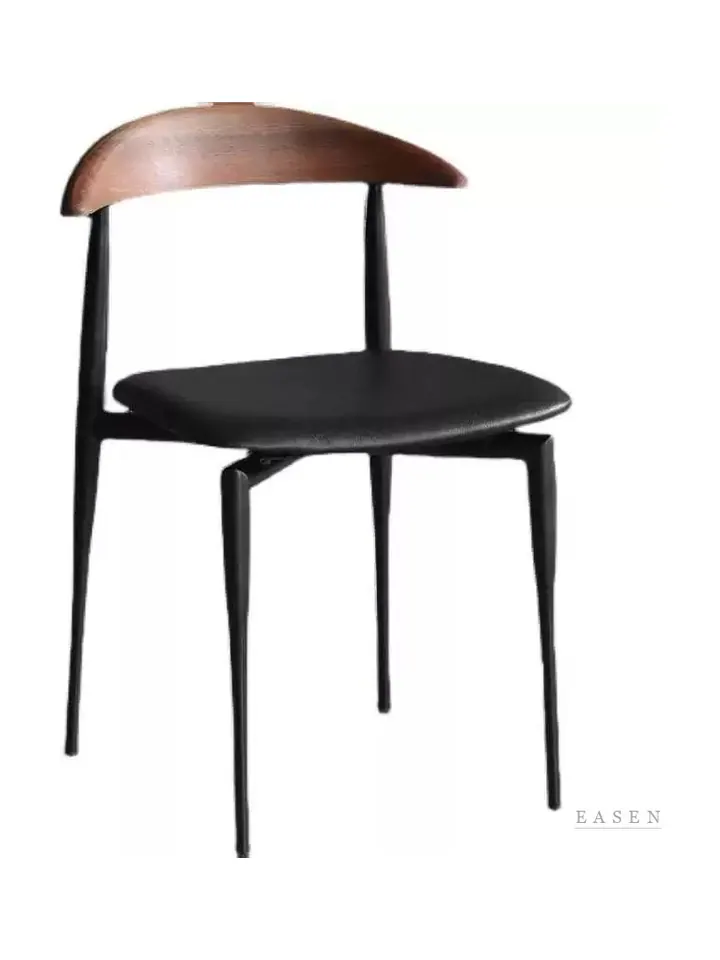 Walnut Curved-Back Black Chair — Café Chair
