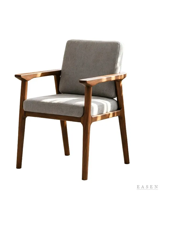 Square-Back Walnut Armchair — Café Chair