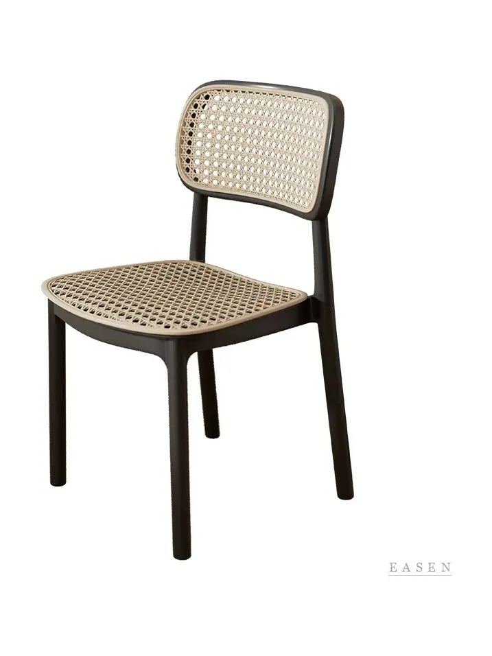Black-Frame Square Cane Chair — Café Chair
