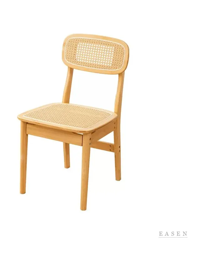 Rounded Cane-Seat Wood Chair — 3
