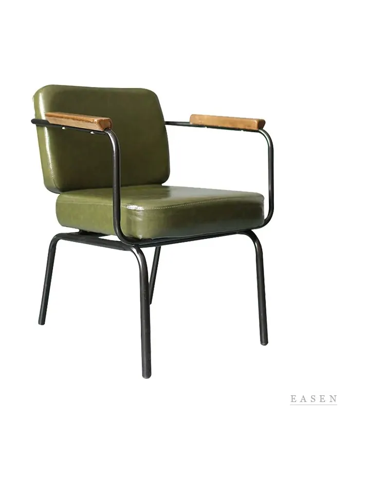 Olive-Leather Tube Armchair — Restaurant Chair
