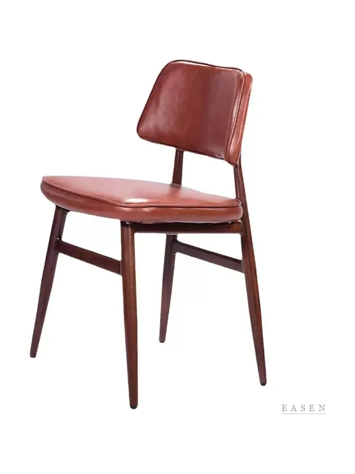 Wood-Look Tube Leather Chair — Café Chair
