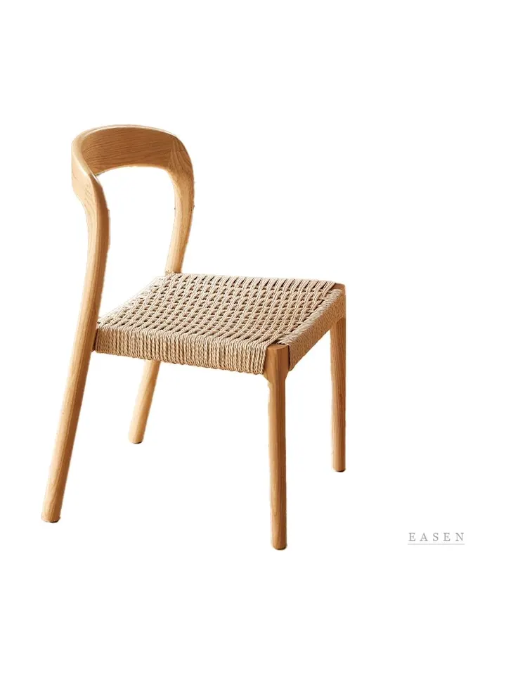 Oak Curved-Rail Cord Chair — Café Chair