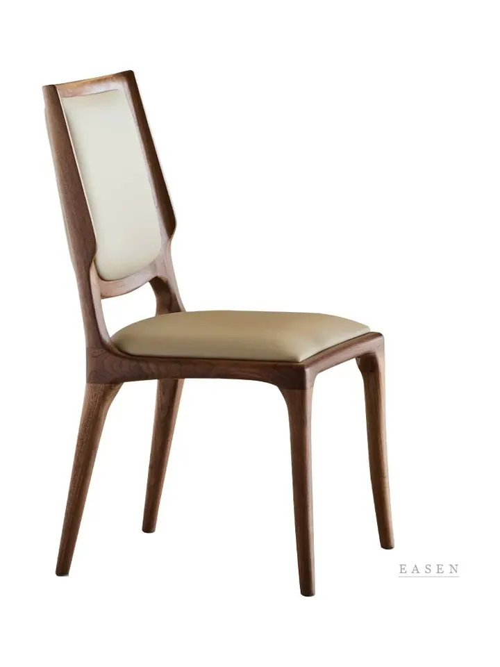Long-Back Cream Walnut Chair — Café Chair