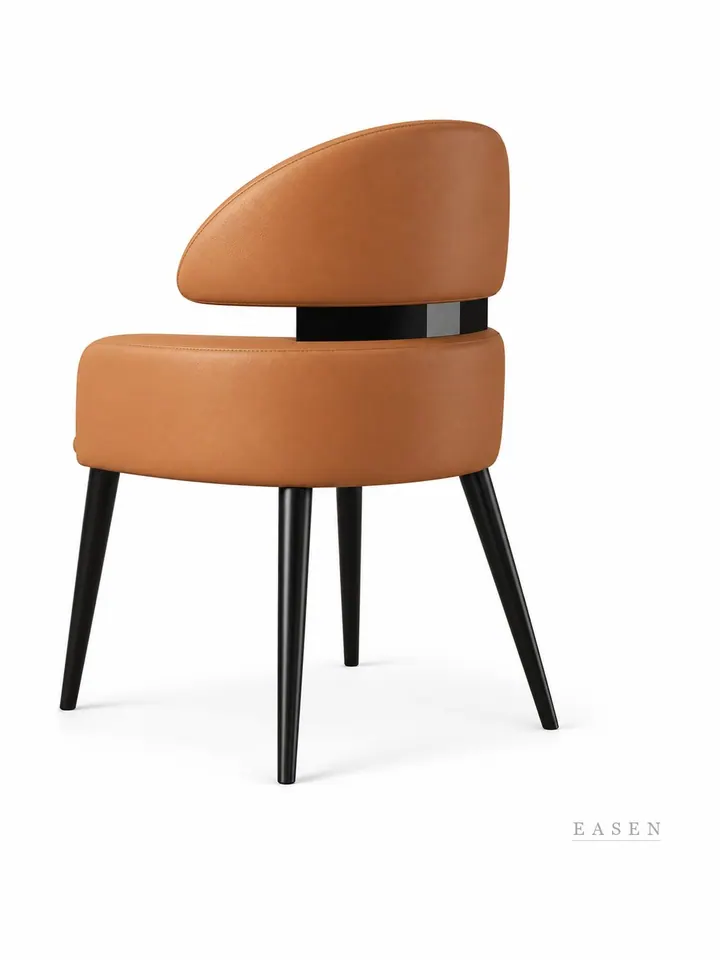 Layered-Back Orange Leather Chair — Restaurant Chair