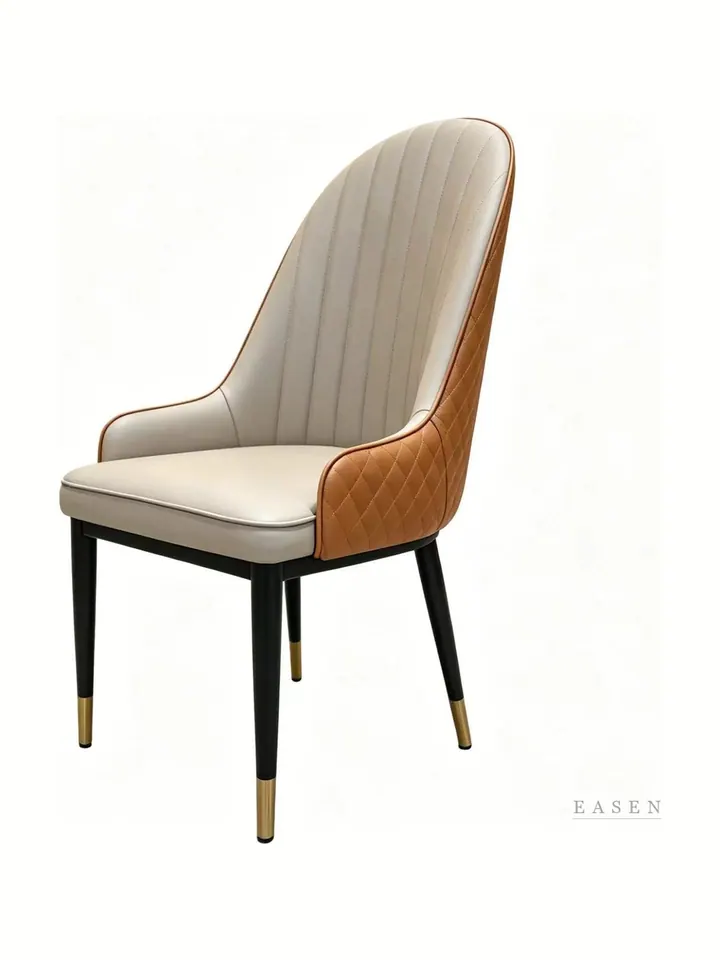 Pleated-Leather Gold-Tip Chair — Restaurant Chair