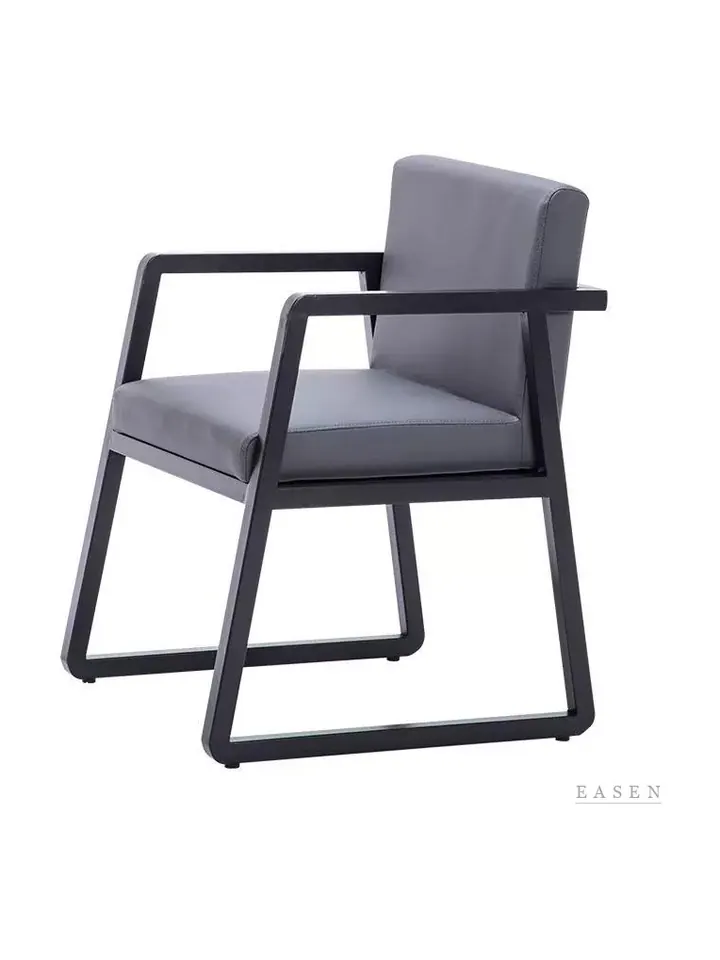 Sled-Frame Grey Armchair — Restaurant Chair