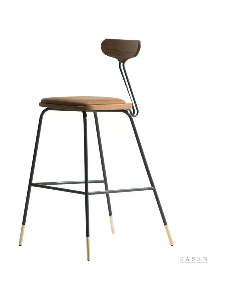Curved-Rail Gold-Tip Bar Stool — Restaurant Chair