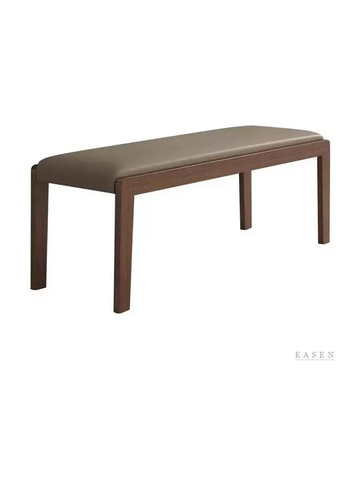 Rounded-Pad Walnut Bench — Restaurant Chair