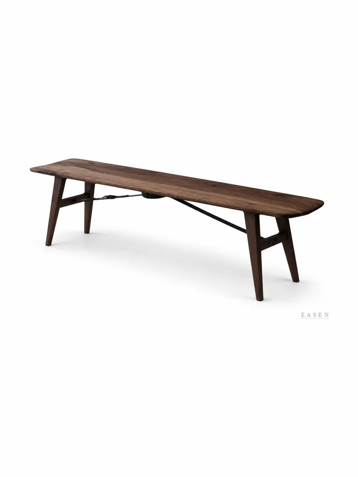 Steel-Brace Walnut Bench — Restaurant Chair