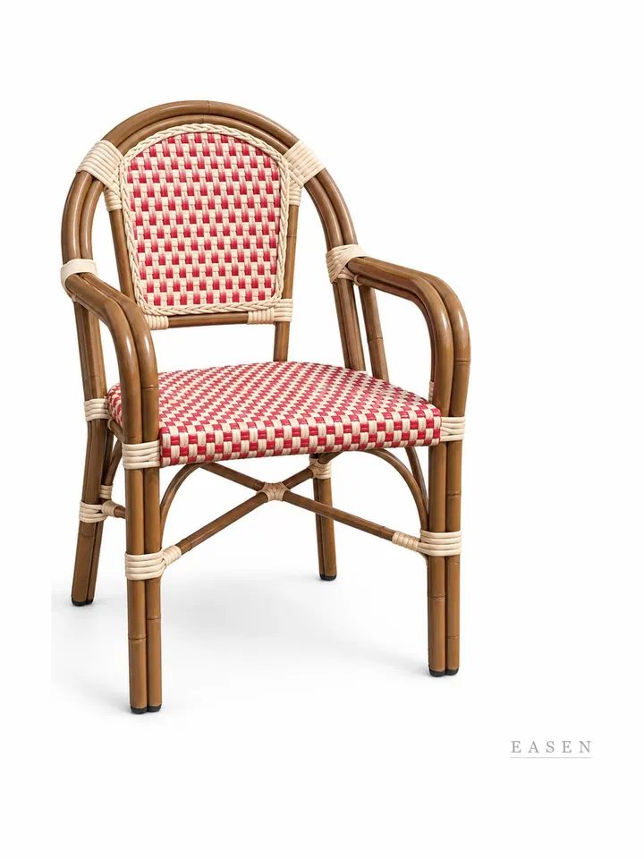 Bamboo-Look Woven Armchair — Café Chair