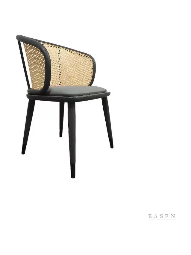 Brass-Cap Curved Cane Chair — 3