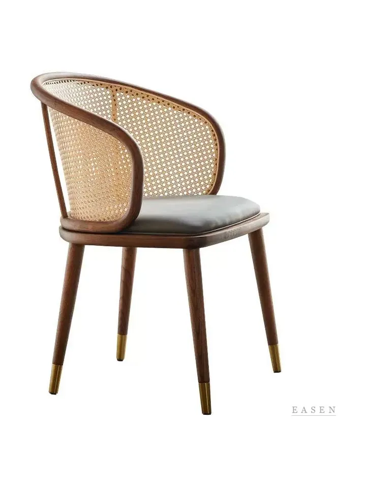 Brass-Cap Curved Cane Chair — 4
