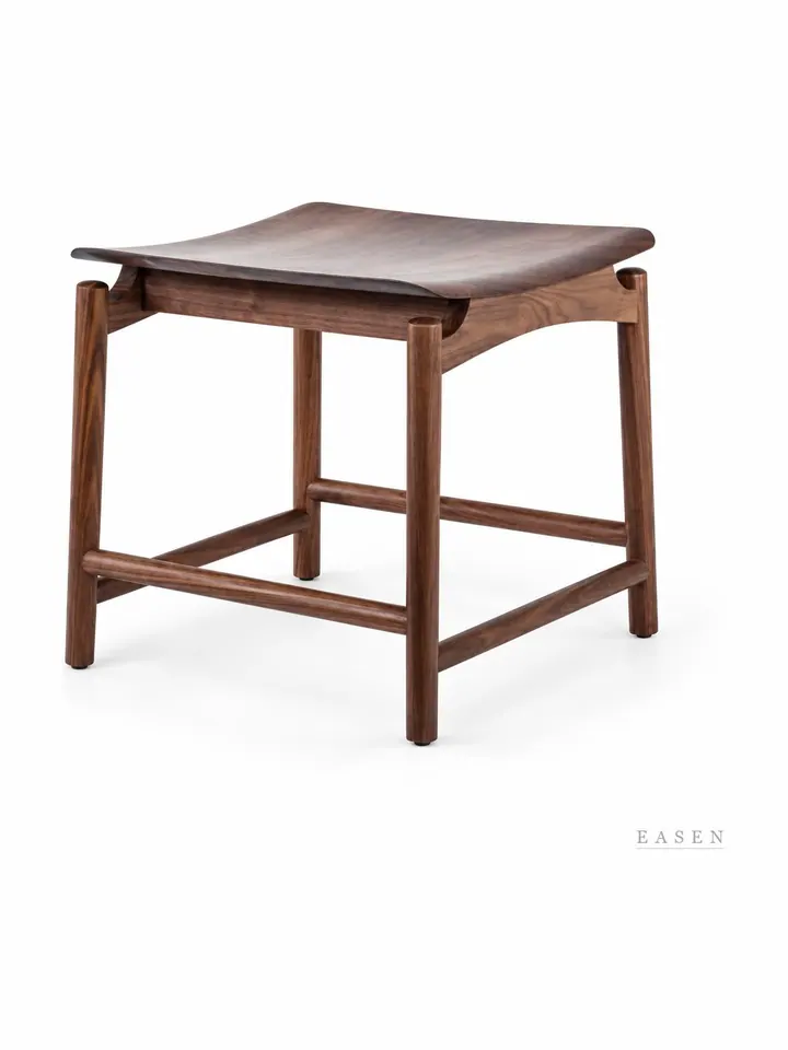 Dished-Seat Walnut Stool — Café Chair