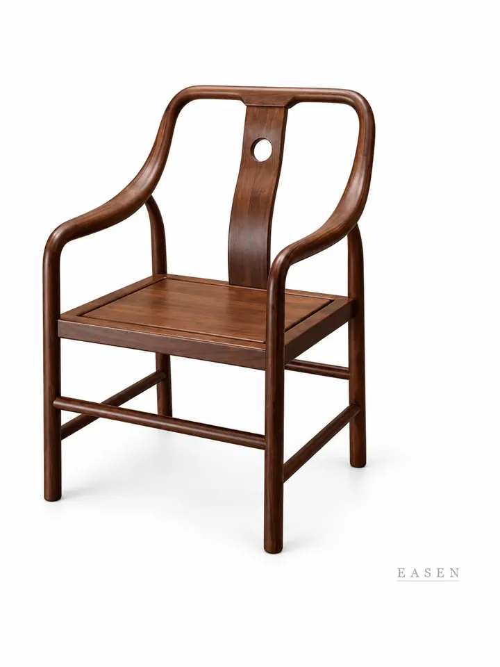 Center-Hole Walnut Armchair — Restaurant Chair